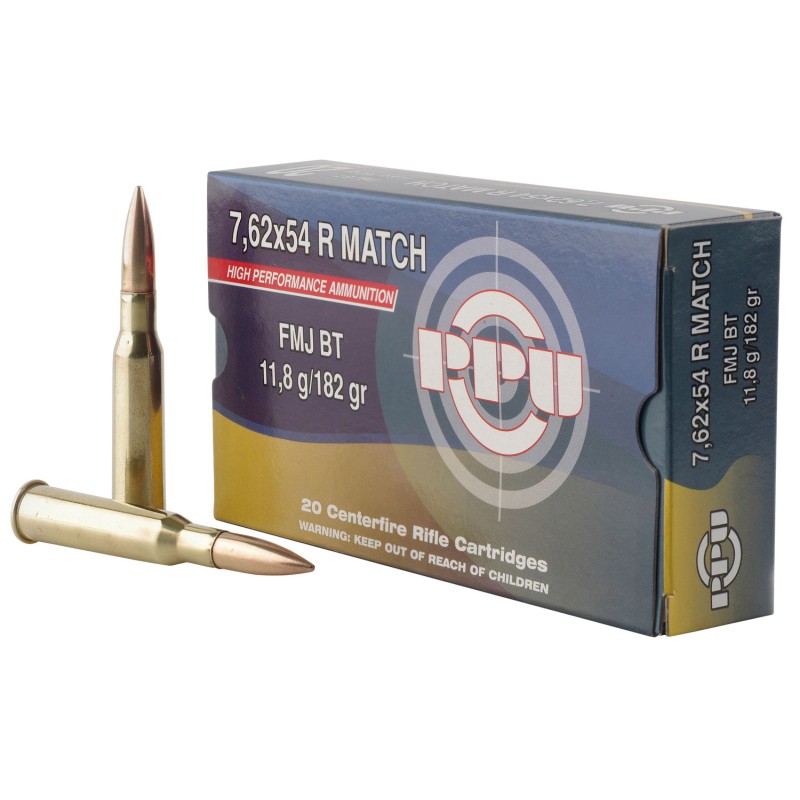 PPU PPM7 Match  7.62x54mmR 182 gr Full Metal Jacket 20 Per Box 10 Case