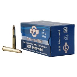 PPU PP22H Standard Rifle  22 Hornet 45 gr Soft Point 50 Per Box 20 Case