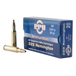 PPU PP222 Standard Rifle  222 Rem 50 gr Soft Point 20 Per Box 50 Case