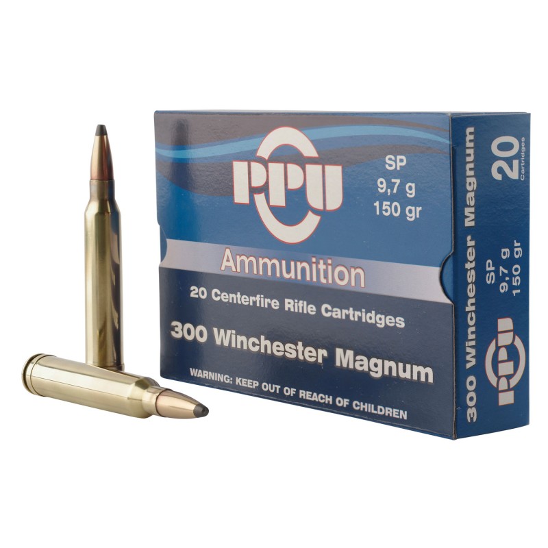 PPU PP3001 Standard Rifle  300 Win Mag 150 gr Soft Point 20 Per Box 10 Case