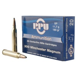 PPU PP3003 Standard Rifle  300 Win Mag 180 gr Soft Point 20 Per Box 10 Case