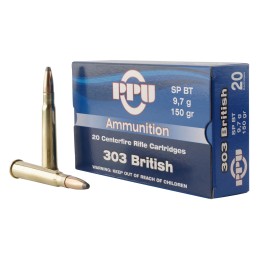 PPU PP303S1 Standard Rifle  303 British 150 gr Soft Point Boat Tail 20 Per Box 10 Case