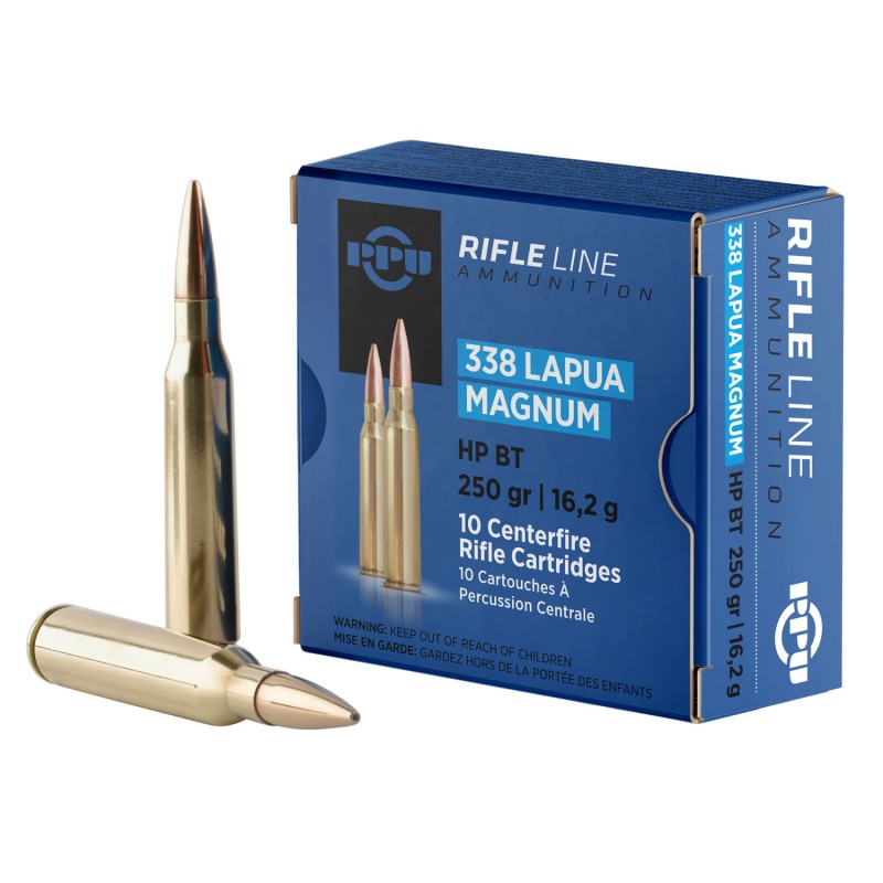 PPU PP338H Standard Rifle  338 Lapua Mag 250 gr Hollow Point Boat Tail 10 Per Box 20 Case