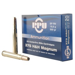 PPU PP375S Standard Rifle  375 HH Mag 300 gr Soft Point Round Nose 10 Per Box 20 Case