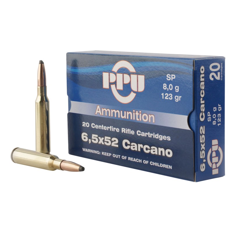 PPU PP6CS Metric Rifle  6.5x52mm Carcano 123 gr Soft Point 20 Per Box 10 Case