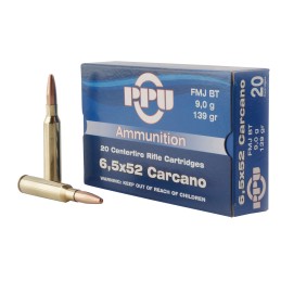 PPU PP6CF Metric Rifle  6.5x52mm Carcano 139 gr Full Metal Jacket Boat Tail 20 Per Box 10 Case