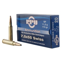 PPU PP7SS Metric Rifle  7.5x55mm Swiss 174 gr Soft Point 20 Per Box 10 Case