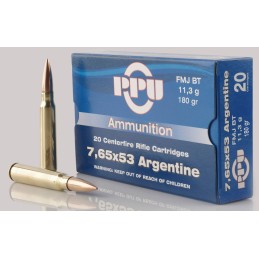 PPU PP7AS Metric Rifle  7.65x53mm Argentine 180 gr Soft Point Boat Tail 20 Per Box 10 Case