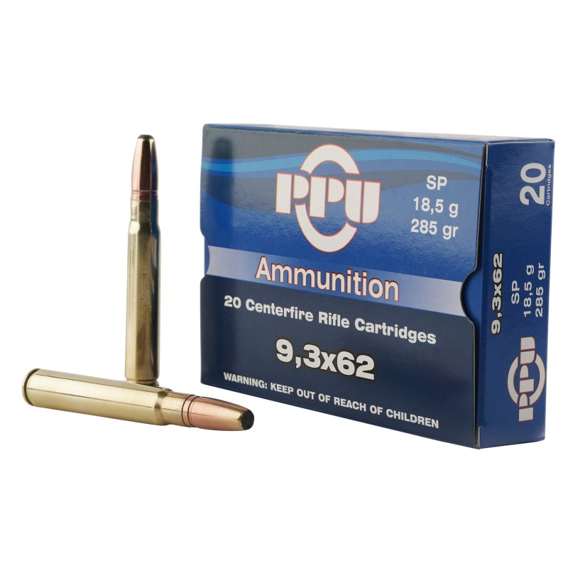 PPU PP9362 Metric Rifle  9.3mmx62 Mauser 285 gr Soft Point 20 Per Box 10 Case