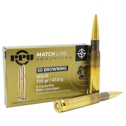 PPU PPM50 Match  50 BMG 725 gr Full Metal Jacket Solid 5 Per Box 20 Case