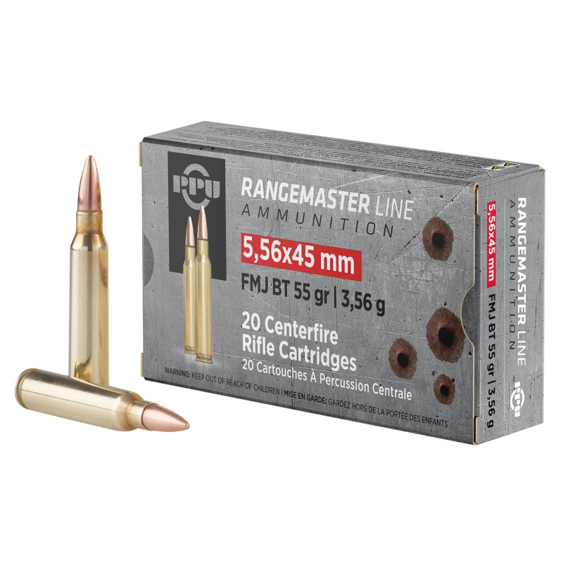 PPU PPRM5561 Rangemaster  5.56x45mm NATO 55 gr Full Metal Jacket Boat Tail 20 Per Box 50 Case