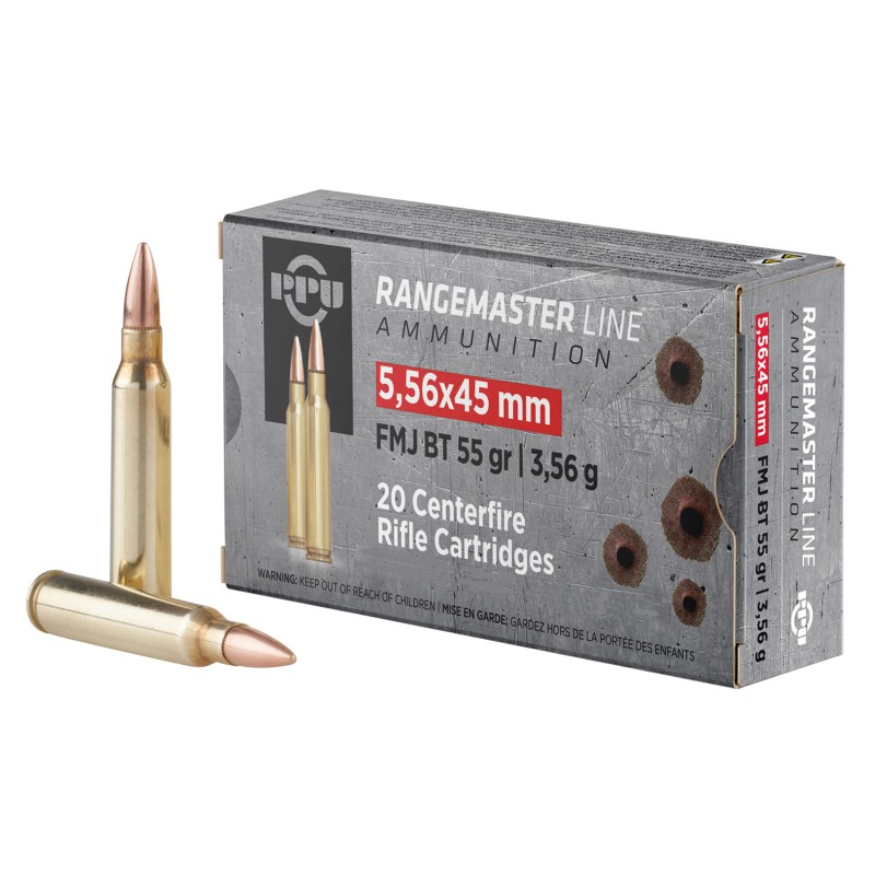 PPU PPRM5561M Rangemaster  5.56x45mm NATO 55 gr Full Metal Jacket Boat Tail 1000rds Sold by Case Includes Metal Can