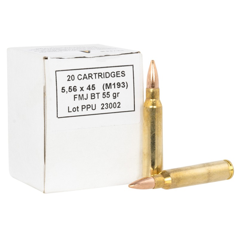 PPU PPRM556B Metric Rifle  5.56x45mm NATO 55 gr Full Metal Jacket Boat Tail 1000 Per Box 1 Case