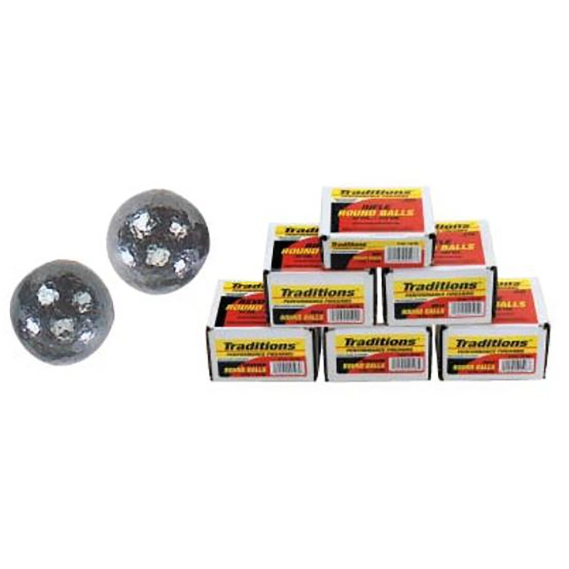 Traditions A1644 Rifle Round Balls  50 Cal Lead Ball .490 Dia 177 GR 100 Per Box