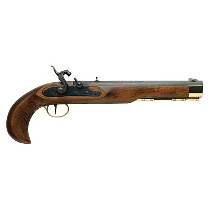 Traditions P1060 Kentucky Pistol Single Shot 50 Cal Percussion 10 Color Case Hardened Frame Blued Barrel Walnut Grip