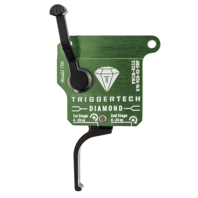 TriggerTech R70TGB02TNF Diamond  TwoStage Flat Clean Trigger with 0.502.80 lbs Draw Weight  Green wBlack Parts Finish for Reming