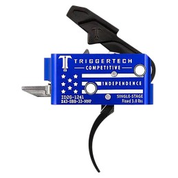 TriggerTech X43SBB33NNC Competitive Independence Pro Curved TwoStage Trigger Blue  White Engraved Flag Housing Fits AR15