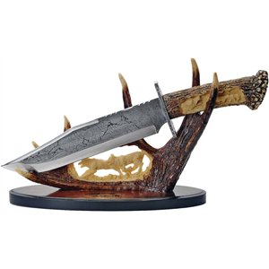 Bowie Knife w Display Wolf