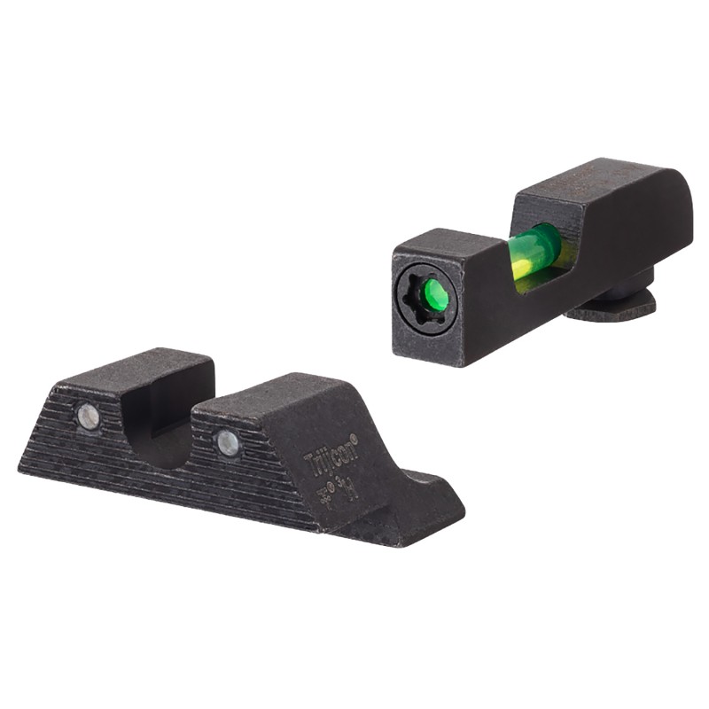 Trijicon 601104 DI Night Sight Set Glock Large Frame  Black  Green TritiumFiber Optic Front Sight Black Outline Front Sight Gree