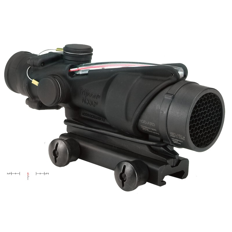 Trijicon 100226 ACOG  Black Hardcoat Anodized 4x32mm Illuminated Red Chevron Reticle