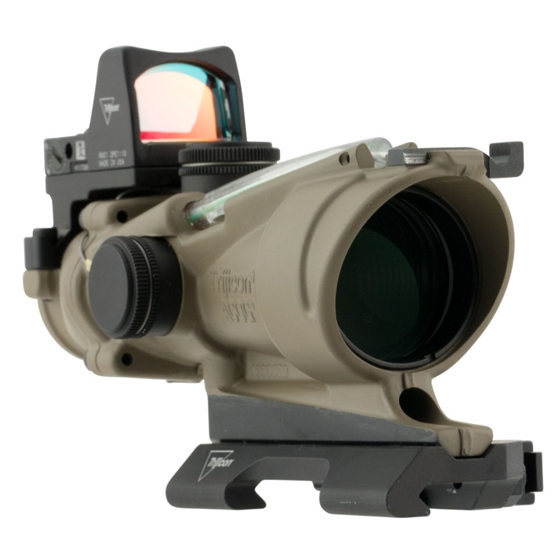 Trijicon 100554 ACOG ECOS Combo Flat Dark Earth 4x32mm Illuminated Green Crosshair .2235.56 BDC Reticle