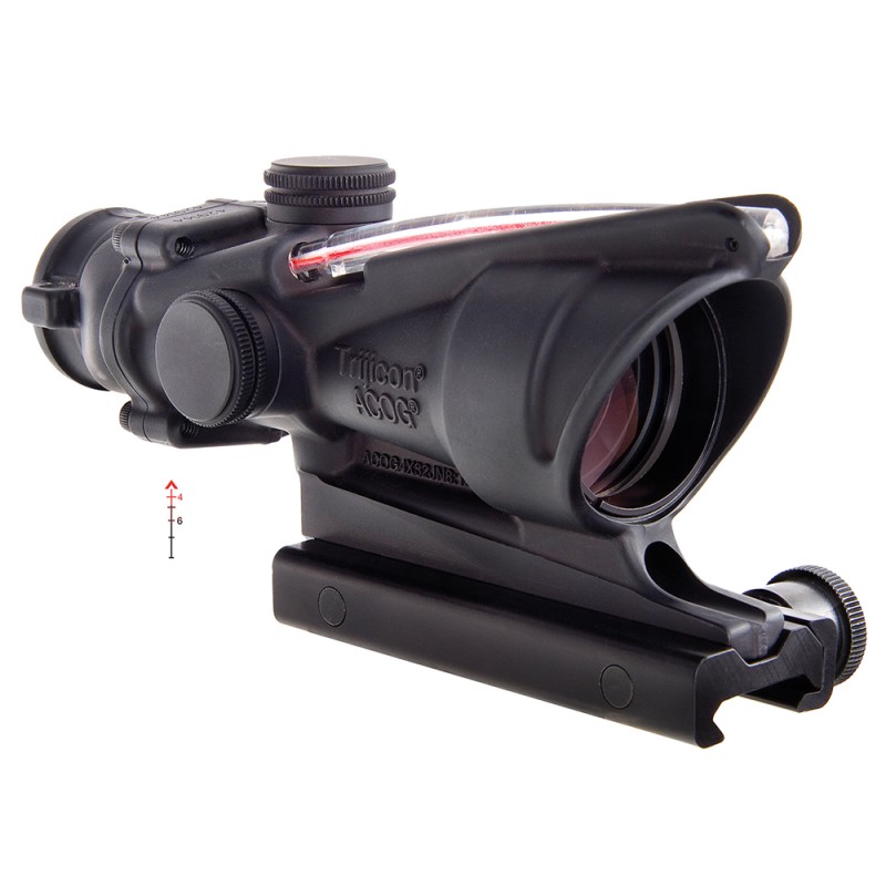 Trijicon 100215 ACOG  Black Hardcoat Anodized 4x32mm Illuminated Red Chevron .2235.56 BDC Reticle