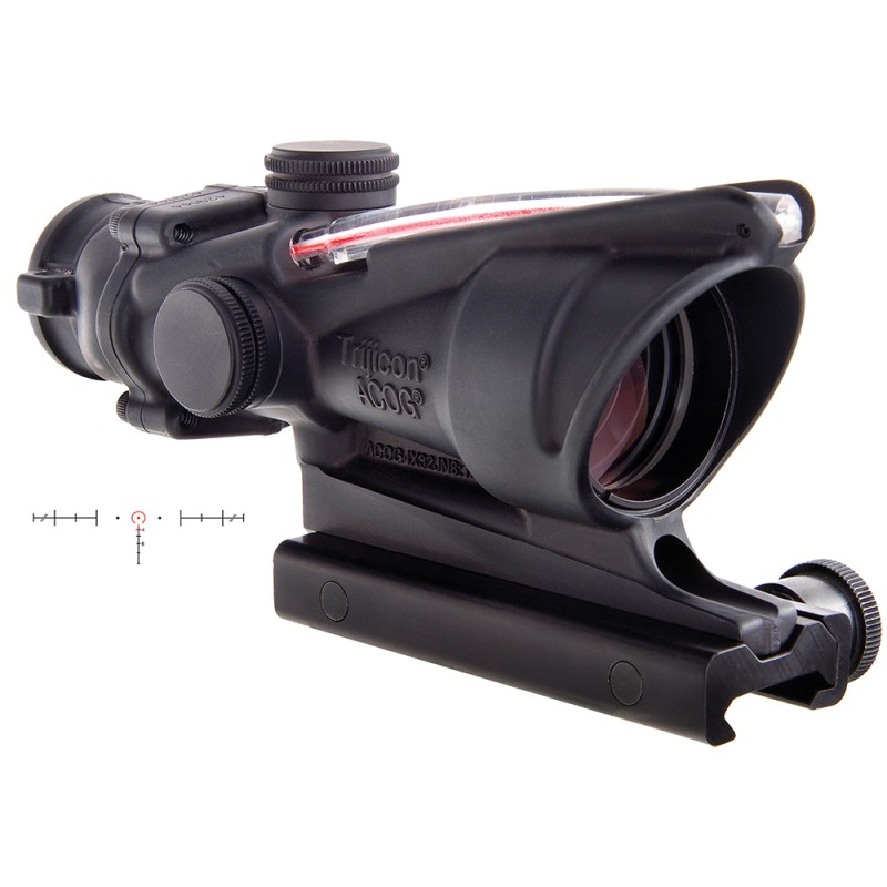 Trijicon 100220 ACOG  Black Hardcoat Anodized 4x32mm Illuminated Red Horseshoe w Red Dot 6.8 SPC Reticle