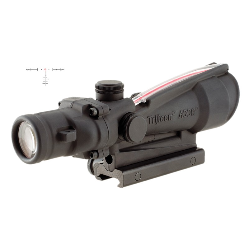 Trijicon 100154 ACOG  Black Hardcoat Anodized 3.5x35mm Illuminated Red Horseshoe .3087.62 BDC Reticle