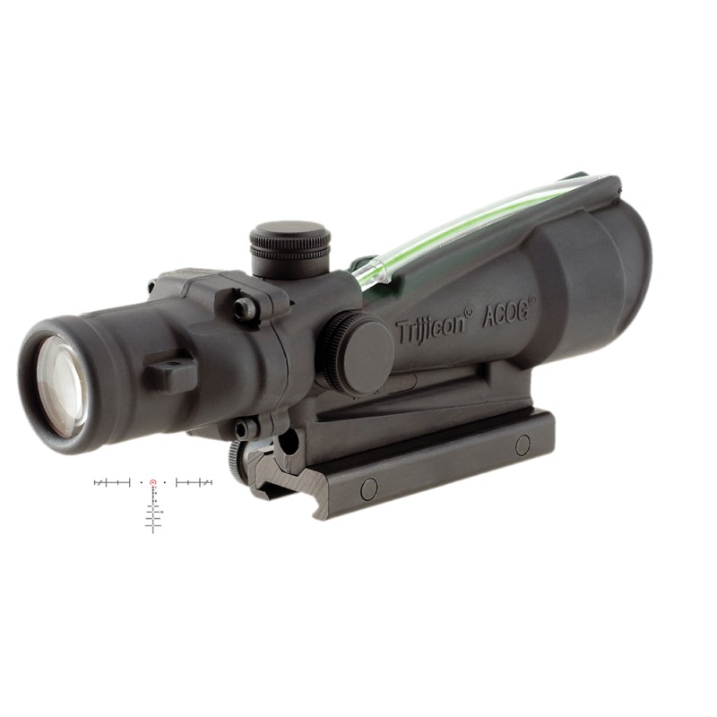 Trijicon 100155 ACOG  Black Hardcoat Anodized 3.5x 35mm Illuminated Green Horseshoe 308 Ballistic Reticle