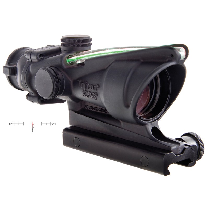 Trijicon 100229 ACOG  Black Hardcoat Anodized 4x 32mm Illuminated Green Chevron Reticle