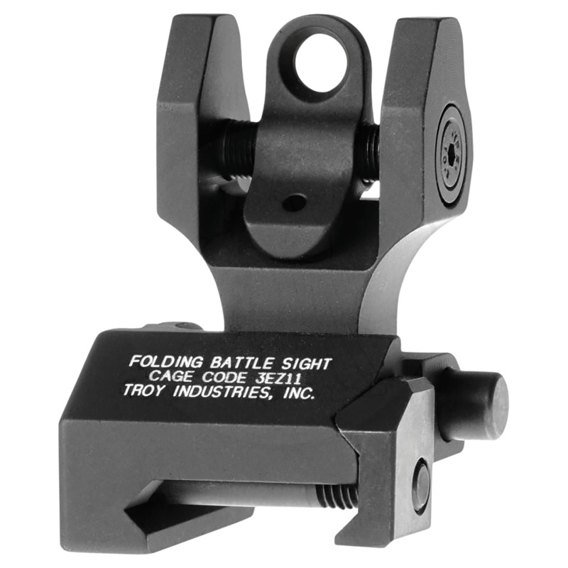 Troy Ind SSIGFBSROBT00 Rear Folding BattleSight Round  Black Hardcoat Anodized for AR15