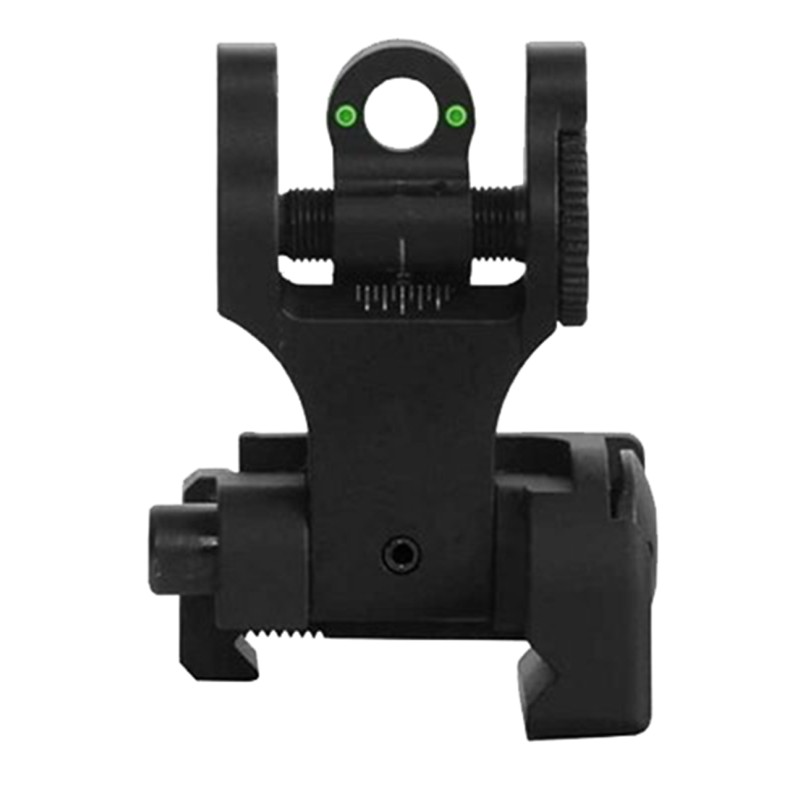 Troy Ind SSIGFBSRTBT00 Tritium Rear Folding BattleSight Round  Black Hardcoat Anodized for AR15