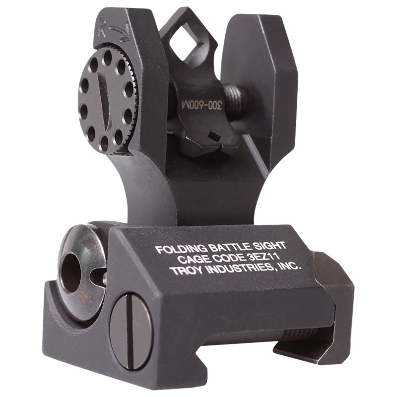 Troy Ind SSIGDOARFBT00 Rear Folding BatteleSight Dioptic  Black Hardcoat Anodized for AR15