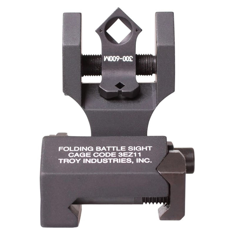 Troy Ind SSIGFBSTTBT00 Tritium Rear Folding BattleSight Round  Black Hardcoat Anodized Folding for AR15