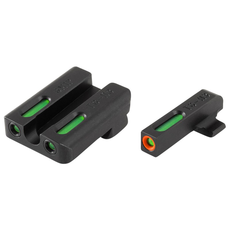 TruGlo TG13SM1PC TFX Pro  Black  Green Tritium  Fiber Optic Orange Outline Front Sight Green Tritium  Fiber Optic Rear Sight