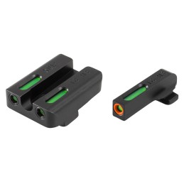 TruGlo TG13XD1PC TFX Pro  Black  Green Tritium  Fiber Optic Orange Outline Front Sight Green Tritium  Fiber Optic Rear Sight