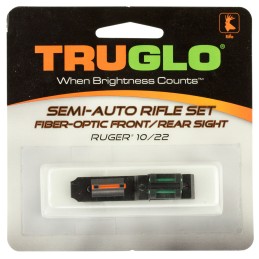 TruGlo TG111W Ruger 1022 Fiber Optic Sight Set  Black Red Front Green Rear for Ruger 1022 Except Takedown