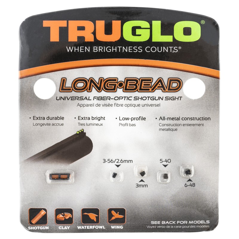 Truglo TG947UR Long Bead  Metal Universal Shotgun Red Fiber Optic Black