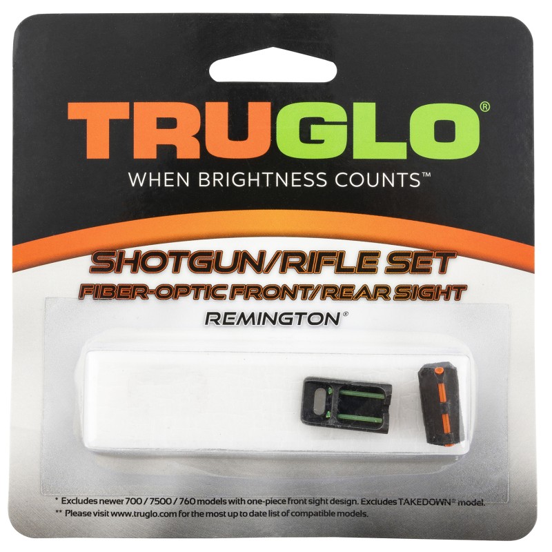 TruGlo TG110W FiberOptic Sights For Remington  Black  Red Fiber Optic Front Sight  Green Fiber Optic Rear Sight