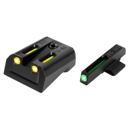 TruGlo TG131KTY TFO  Black  Green Tritium  Fiber Optic Front Sight Yellow Tritium  Fiber Optic Rear Sight