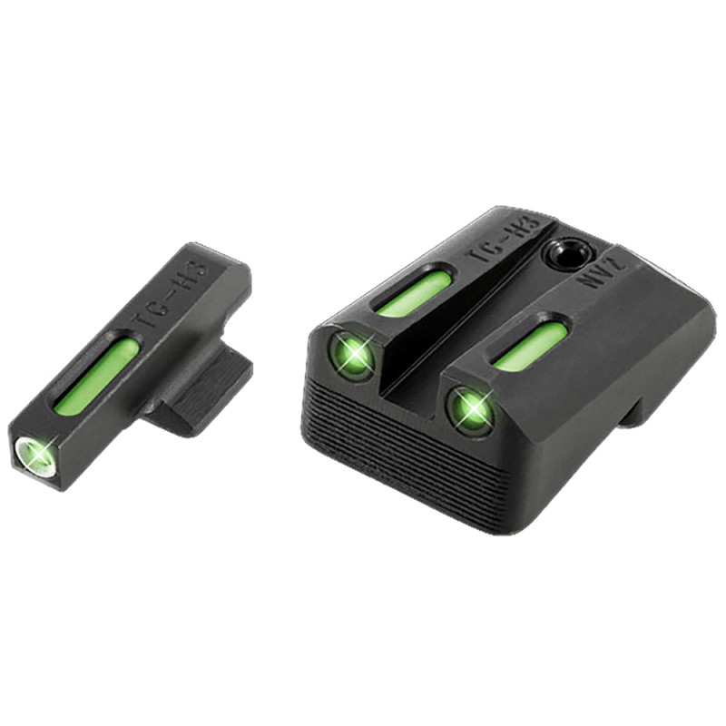 TruGlo TG13NV2A TFX  Black  Green Tritium  Fiber Optic White Outline Front Sight Green Tritium  Fiber Optic Rear Sight