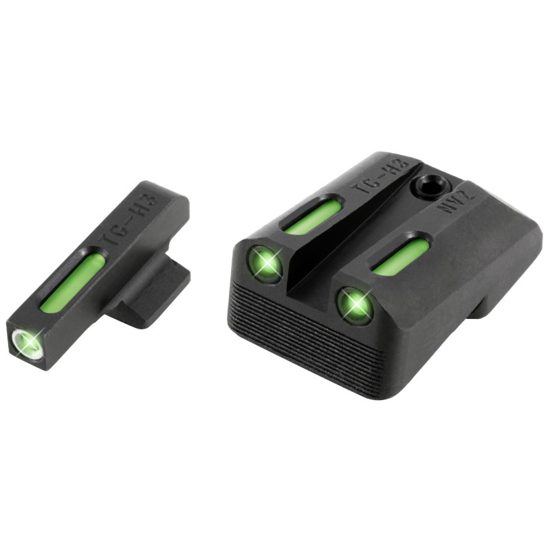 TruGlo TG13NV3A TFX  Black  Green Tritium  Fiber Optic White Outline Front Sight Green Tritium  Fiber Optic Rear Sight