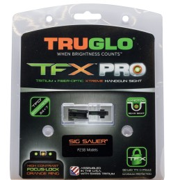 TruGlo TG13SG3PC TFX Pro  Black  Green Tritium  Fiber Optic Orange Outline Front Sight Green Tritium  Fiber Optic Rear Sight