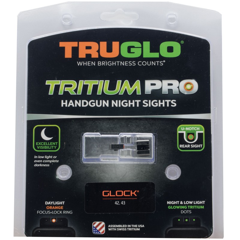 TruGlo TG231G1AC Tritium Pro  Black  Green Tritium Orange Outline Front Sight Green Tritium Rear Sight