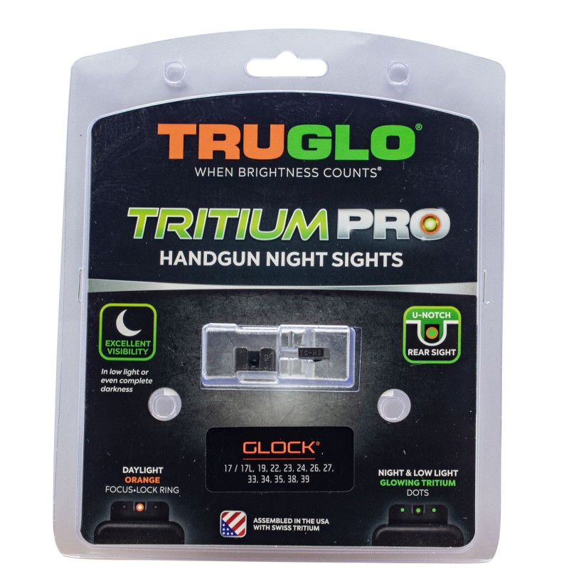 TruGlo TG231G1C Tritium Pro  Black  Green Tritium Orange Outline Front Sight Green Tritium Rear Sight