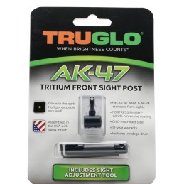 TruGlo TG231AK1 Tritium Rifle Front Sight  BlackGreen with White Outline  for AK47 AKM AK74