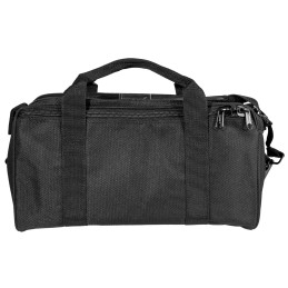 Uncle Mikes 22520 Gun Mate Range Bag made of Nylon with Black Finish Rollup Flap with Zippers Lockable Zipper Side Compartments 