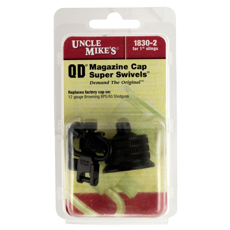 Uncle Mikes 18302 Mag Cap Swivel Set made of Steel with Blued Finish 1 Loop Size  Quick Detach Style for 12 Gauge Browning BPS A