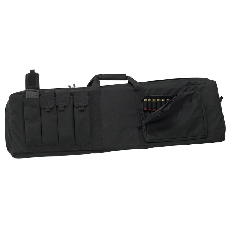 US PeaceKeeper P30043 Tactical Combination Case  Water Resistant Black 600D Polyester with Lockable Zippers 4 Rifle Mag Pockets 