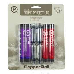 PepperBall 970010215 TCP Round Projectile Refill Kit Red Purple Includes CO2 Cartridges